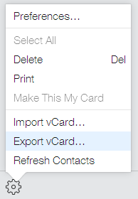 Export vCard